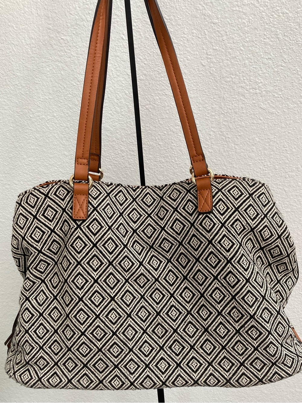 Sole Society Millie Oversize Geometric Print Canvas Tote Bag